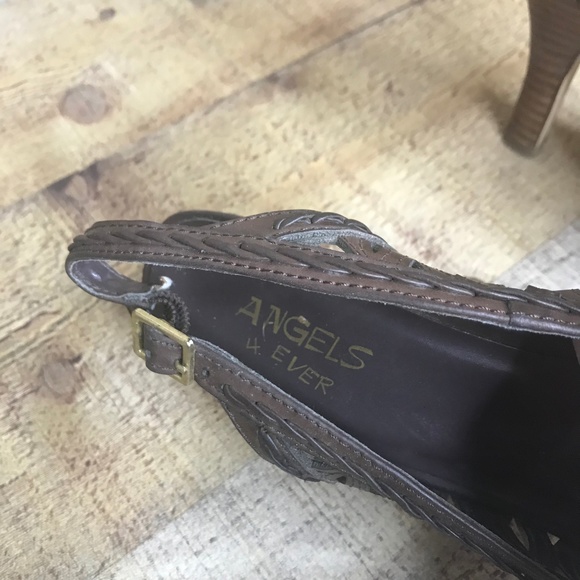Angels 4 Ever slingback heels size 7.5 M brown - Picture 3 of 5